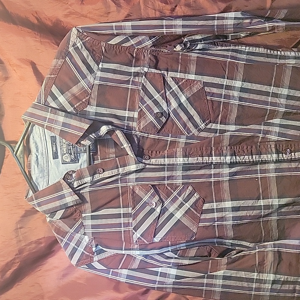 American Rag long sleeve button-up sz SM plaid